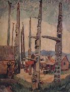 Emily Carr Totem Poles,Kitsukla painting
